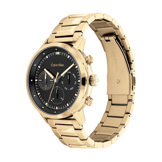 Men's Calvin Klein Gold-Tone IP Chronograph Watch with Black Dial (Model: 25200065)