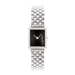 Ladies' Calvin Klein Watch with Rectangular Black Dial (Model: 25000001)