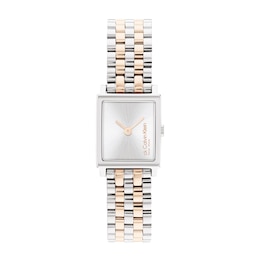 Ladies' Calvin Klein Two-Tone IP Watch with Rectangular Silver-Tone Dial (Model: 25000002)