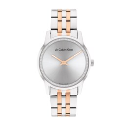 Ladies' Calvin Klein Crystal Accent Two-Tone IP Watch with Grey Dial (Model: 25000020)