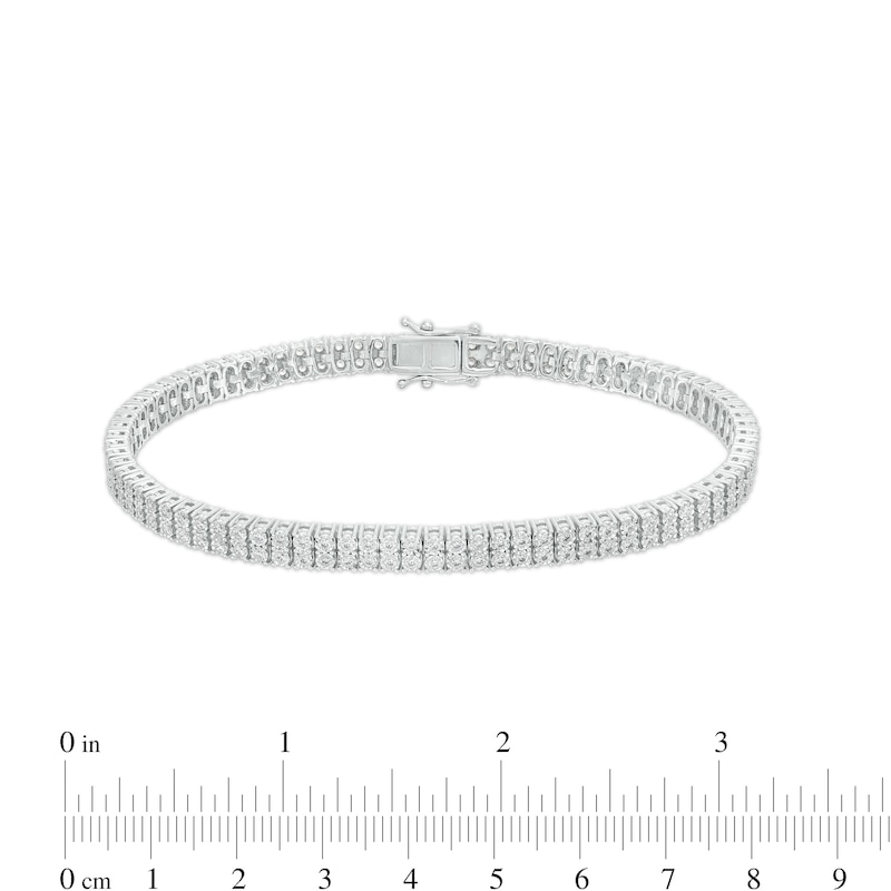 Main Image 3 of 2-1/4 CT. T.W. Diamond Double Row Tennis Bracelet in 10K White Gold - 8.5"