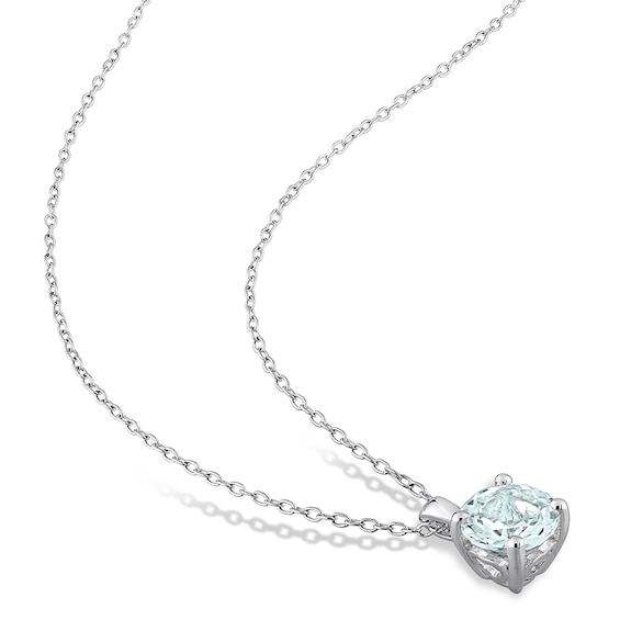 7.0mm Aquamarine Solitaire Pendant and Stud Earrings Set in Sterling Silver