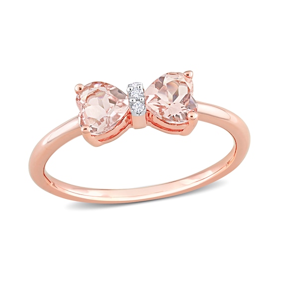 5.0mm Heart-Shaped Morganite and Diamond Accent Bow Ring 10K Rose Gold