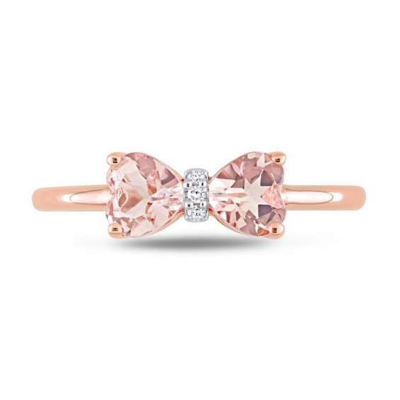 5.0mm Heart-Shaped Morganite and Diamond Accent Bow Ring 10K Rose Gold