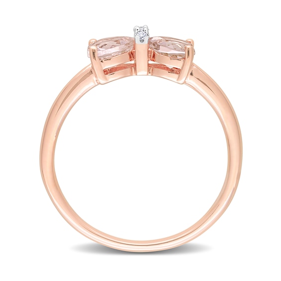 5.0mm Heart-Shaped Morganite and Diamond Accent Bow Ring 10K Rose Gold