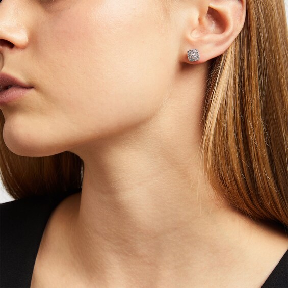 Vera Wang Love Collection 1/3 CT. T.w. Diamond Double Cushion-Shaped Frame Stud Earrings in 10K White Gold