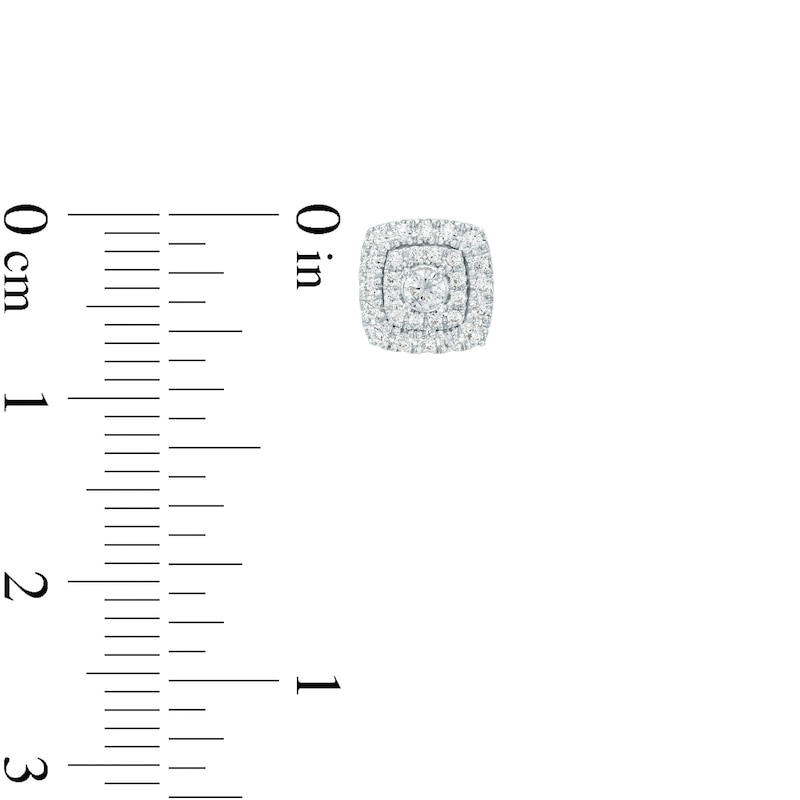Main Image 3 of Vera Wang Love Collection 1/3 CT. T.W. Diamond Double Cushion-Shaped Frame Stud Earrings in 10K White Gold