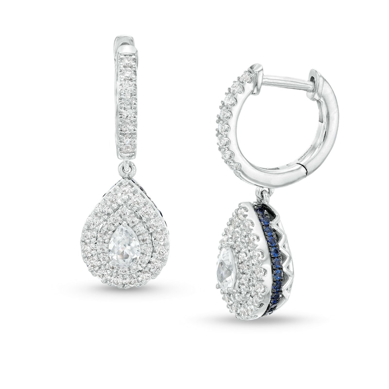 Vera Wang Love Collection 3/4 CT. T.W. Pear-Shaped Diamond Drop Hoop Earrings in 10K White Gold