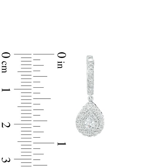 Vera Wang Love Collection 3/4 CT. T.w. Pear-Shaped Diamond Drop Hoop Earrings in 10K White Gold