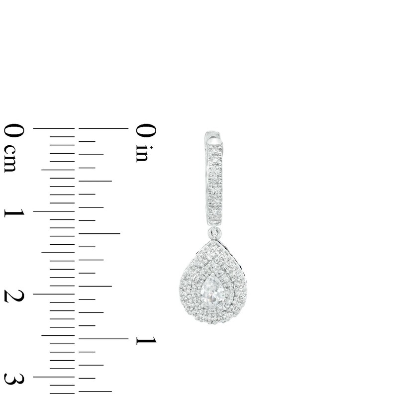 Vera Wang Love Collection 3/4 CT. T.W. Pear-Shaped Diamond Drop Hoop Earrings in 10K White Gold