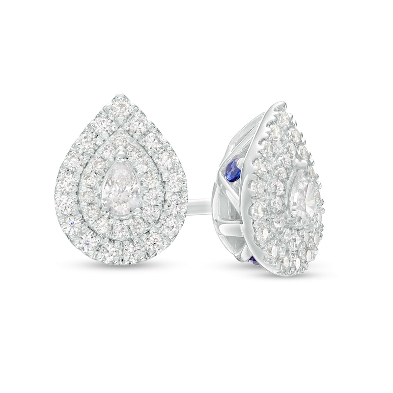 Vera Wang Love Collection 1/3 CT. T.W. Pear-Shaped Diamond Double Frame Stud Earrings in 10K White Gold