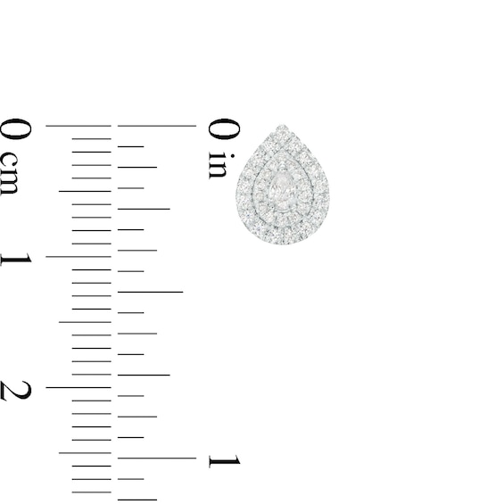 Vera Wang Love Collection 1/3 CT. T.w. Pear-Shaped Diamond Double Frame Stud Earrings in 10K White Gold