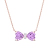 Thumbnail Image 0 of 5.0mm Heart-Shaped Amethyst and Diamond Accent Bow Necklace in 10K Rose Gold - 17"