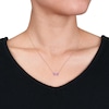 Thumbnail Image 1 of 5.0mm Heart-Shaped Amethyst and Diamond Accent Bow Necklace in 10K Rose Gold - 17"