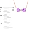 Thumbnail Image 3 of 5.0mm Heart-Shaped Amethyst and Diamond Accent Bow Necklace in 10K Rose Gold - 17"