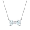 Thumbnail Image 0 of 5.0mm Heart-Shaped Aquamarine and Diamond Accent Bow Necklace in 10K White Gold - 17"