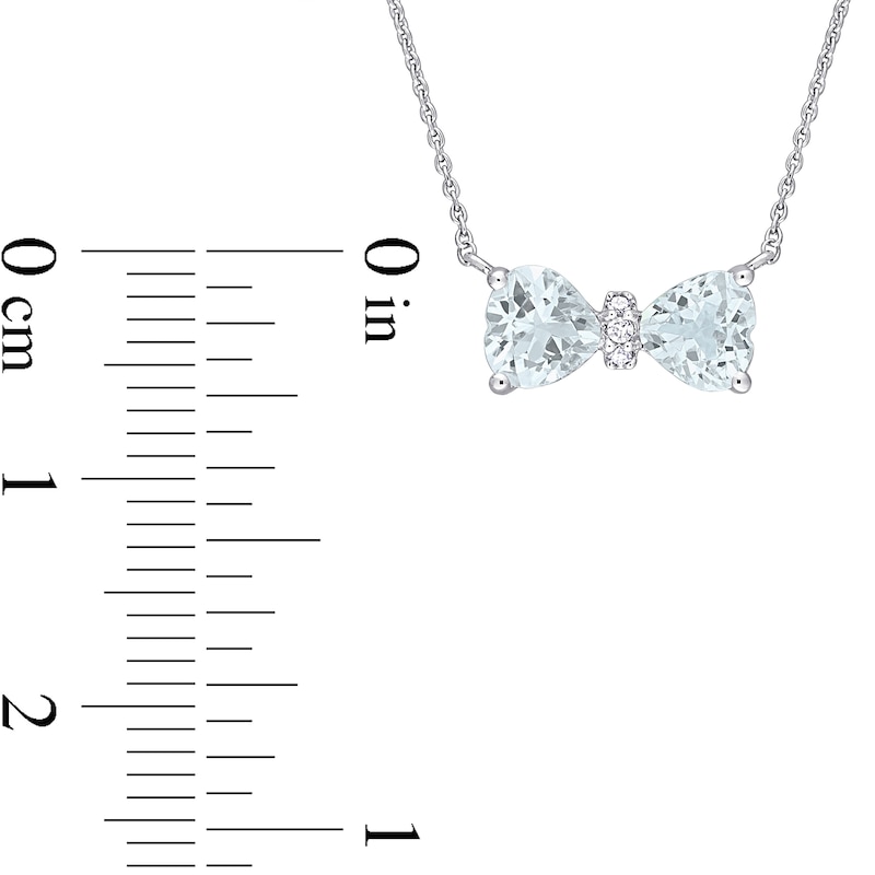 5.0mm Heart-Shaped Aquamarine and Diamond Accent Bow Necklace in 10K White Gold - 17"