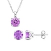 Thumbnail Image 1 of 7.0mm Amethyst Solitaire Pendant and Stud Earrings Set in Sterling Silver
