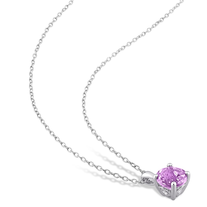 Main Image 4 of 7.0mm Amethyst Solitaire Pendant and Stud Earrings Set in Sterling Silver