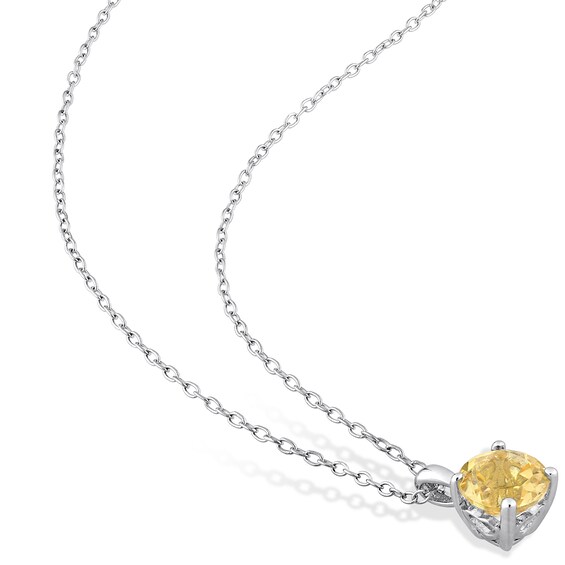 7.0mm Citrine Solitaire Pendant and Stud Earrings Set in Sterling Silver