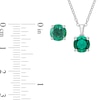 Thumbnail Image 5 of 7.0mm Lab-Created Emerald Solitaire Pendant and Stud Earrings Set in Sterling Silver