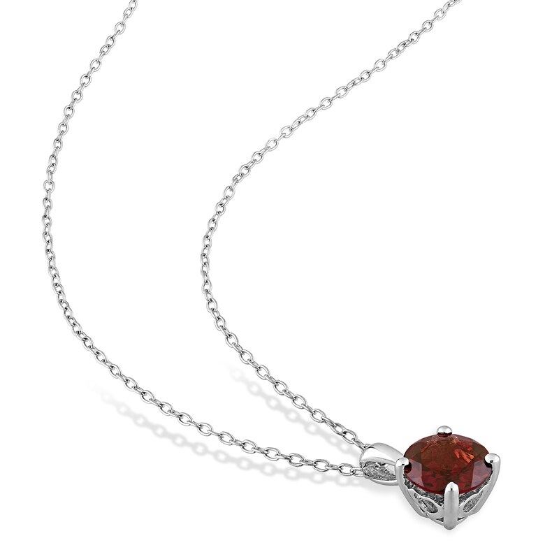 Main Image 4 of 7.0mm Garnet Solitaire Pendant and Stud Earrings Set in Sterling Silver
