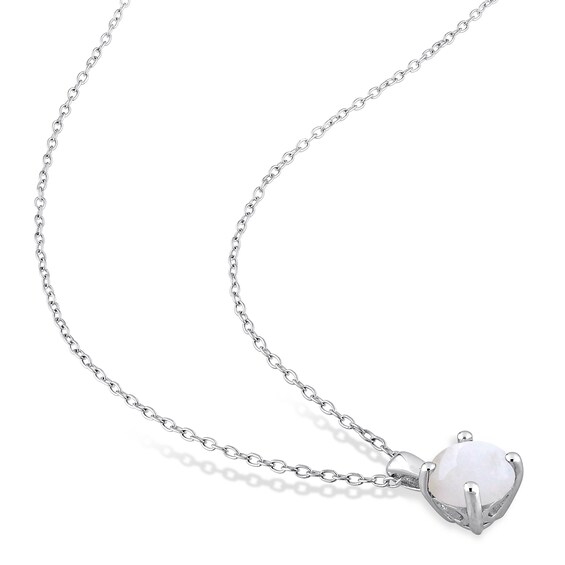 7.0mm Opal Solitaire Pendant and Stud Earrings Set in Sterling Silver