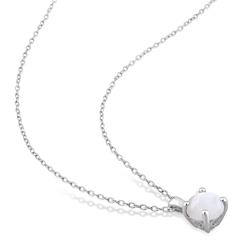 Main Image 4 of 7.0mm Opal Solitaire Pendant and Stud Earrings Set in Sterling Silver