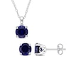 Thumbnail Image 1 of 7.0mm Blue Lab-Created Sapphire Solitaire Pendant and Stud Earrings Set in Sterling Silver