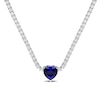 Thumbnail Image 1 of 10.0mm Heart-Shaped Blue Lab-Created Sapphire and White Lab-Created Sapphire Necklace in Sterling Silver - 15"
