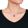 Thumbnail Image 2 of 10.0mm Heart-Shaped Blue Lab-Created Sapphire and White Lab-Created Sapphire Necklace in Sterling Silver - 15"