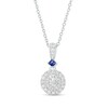 Thumbnail Image 1 of Vera Wang Love Collection 1/4 CT. T.W. Multi-Diamond and Princess-Cut Blue Sapphire Pendant in 10K White Gold - 19"