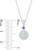 Thumbnail Image 3 of Vera Wang Love Collection 1/4 CT. T.W. Multi-Diamond and Princess-Cut Blue Sapphire Pendant in 10K White Gold - 19"