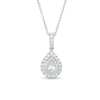 Thumbnail Image 1 of Vera Wang Love Collection 1/2 CT. T.W. Pear-Shaped Diamond Frame Pendant in 10K White Gold - 19"