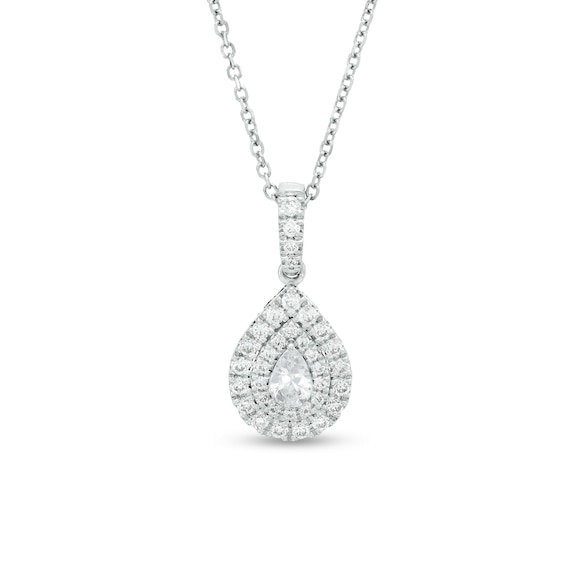Vera Wang Love Collection 1/2 CT. T.w. Pear-Shaped Diamond Frame Pendant in 10K White Gold - 19"