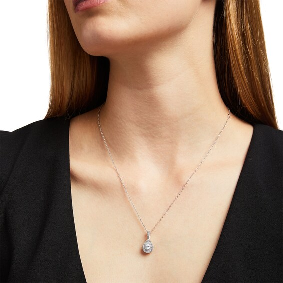 Vera Wang Love Collection 1/2 CT. T.w. Pear-Shaped Diamond Frame Pendant in 10K White Gold - 19"