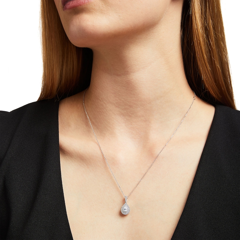 Main Image 2 of Vera Wang Love Collection 1/2 CT. T.W. Pear-Shaped Diamond Frame Pendant in 10K White Gold - 19"