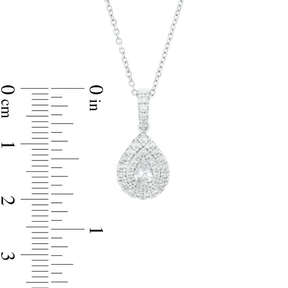 Vera Wang Love Collection 1/2 CT. T.w. Pear-Shaped Diamond Frame Pendant in 10K White Gold - 19"