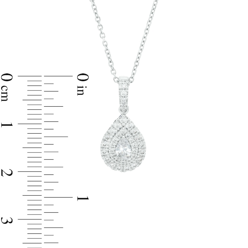 Vera Wang Love Collection 1/2 CT. T.W. Pear-Shaped Diamond Frame Pendant in 10K White Gold - 19"