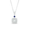 Thumbnail Image 1 of Vera Wang Love Collection 1/4 CT. T.W. Cushion-Shaped Multi-Diamond and Blue Sapphire Pendant in 10K White Gold - 19"