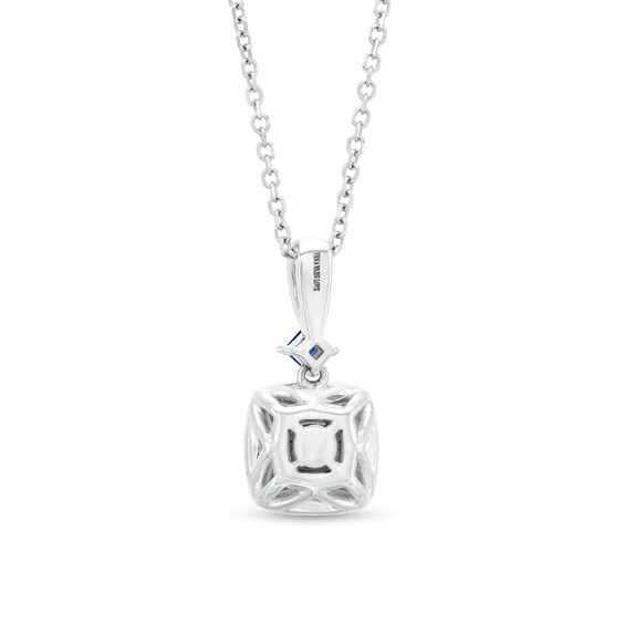 Vera Wang Love Collection 1/4 CT. T.w. Cushion-Shaped Multi-Diamond and Blue Sapphire Pendant in 10K White Gold - 19"
