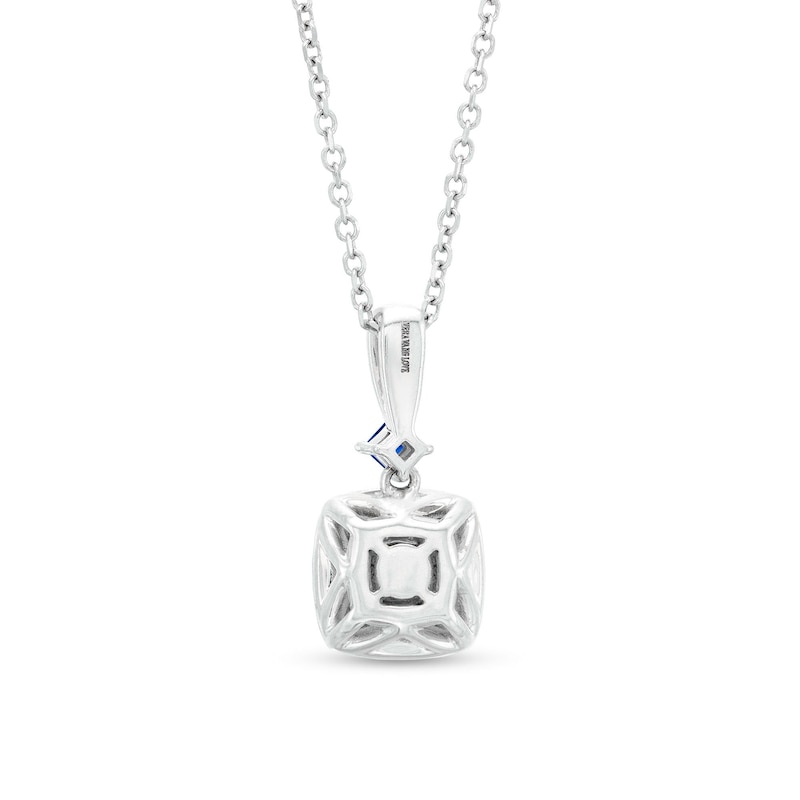 Main Image 3 of Vera Wang Love Collection 1/4 CT. T.W. Cushion-Shaped Multi-Diamond and Blue Sapphire Pendant in 10K White Gold - 19"