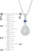 Thumbnail Image 3 of Vera Wang Love Collection 1/4 CT. T.W. Pear-Shaped Diamond and Blue Sapphire Pendant in 10K White Gold - 19"