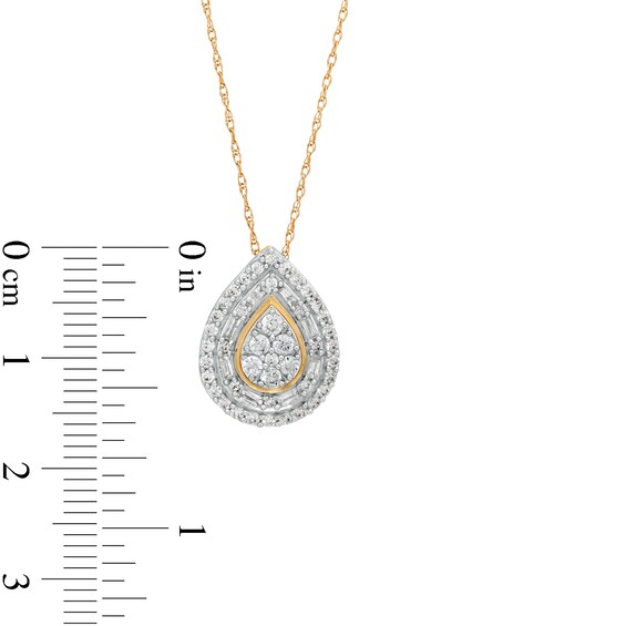 1/2 CT. T.w. Pear-Shaped Multi-Diamond Double Frame Pendant in 10K Two-Tone Gold
