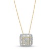 Thumbnail Image 0 of 1/2 CT. T.W. Cushion-Shaped Multi-Diamond Double Frame Pendant in 10K Two-Tone Gold