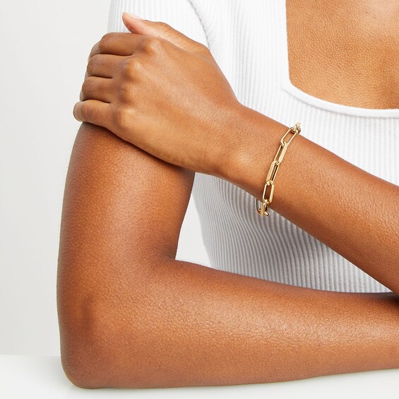 5.0mm Paper Clip Chain Bracelet in Hollow 10K Gold - 8.0"