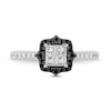 Thumbnail Image 4 of Enchanted Disney Villains Maleficent Black and White Quad Princess-Cut Diamond Frame Engagement Ring in 14K White Gold