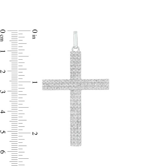 2 CT. T.w. Diamond Multi-Row Cross Necklace Charm in 10K White Gold