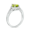 Thumbnail Image 3 of Pear-Shaped Peridot and White Lab-Created Sapphire Frame Split Shank Ring in Sterling Silver