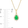 Thumbnail Image 3 of Pear-Shaped Emerald and 1/6 CT. T.W. Diamond Frame Pendant in 10K Gold